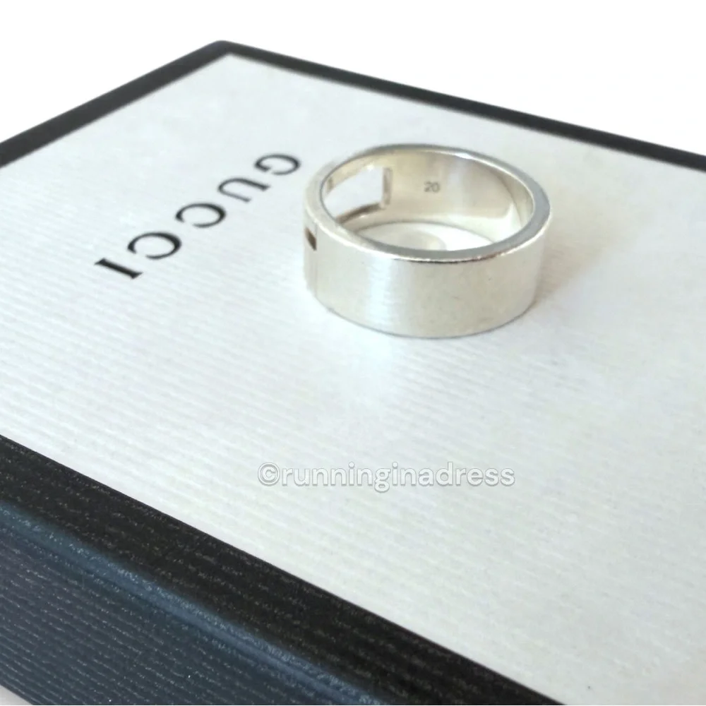 Authentic Gucci G Logo Cut-Out Ring Sterling Silver 925 Vintage Band Size 9